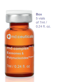 Md:complex GenX Exosomes & Polynucleotides Regen<br>Exozómové ošetrenie na obnovenie a omladenie<br>​5 x 7 ml. pokožky